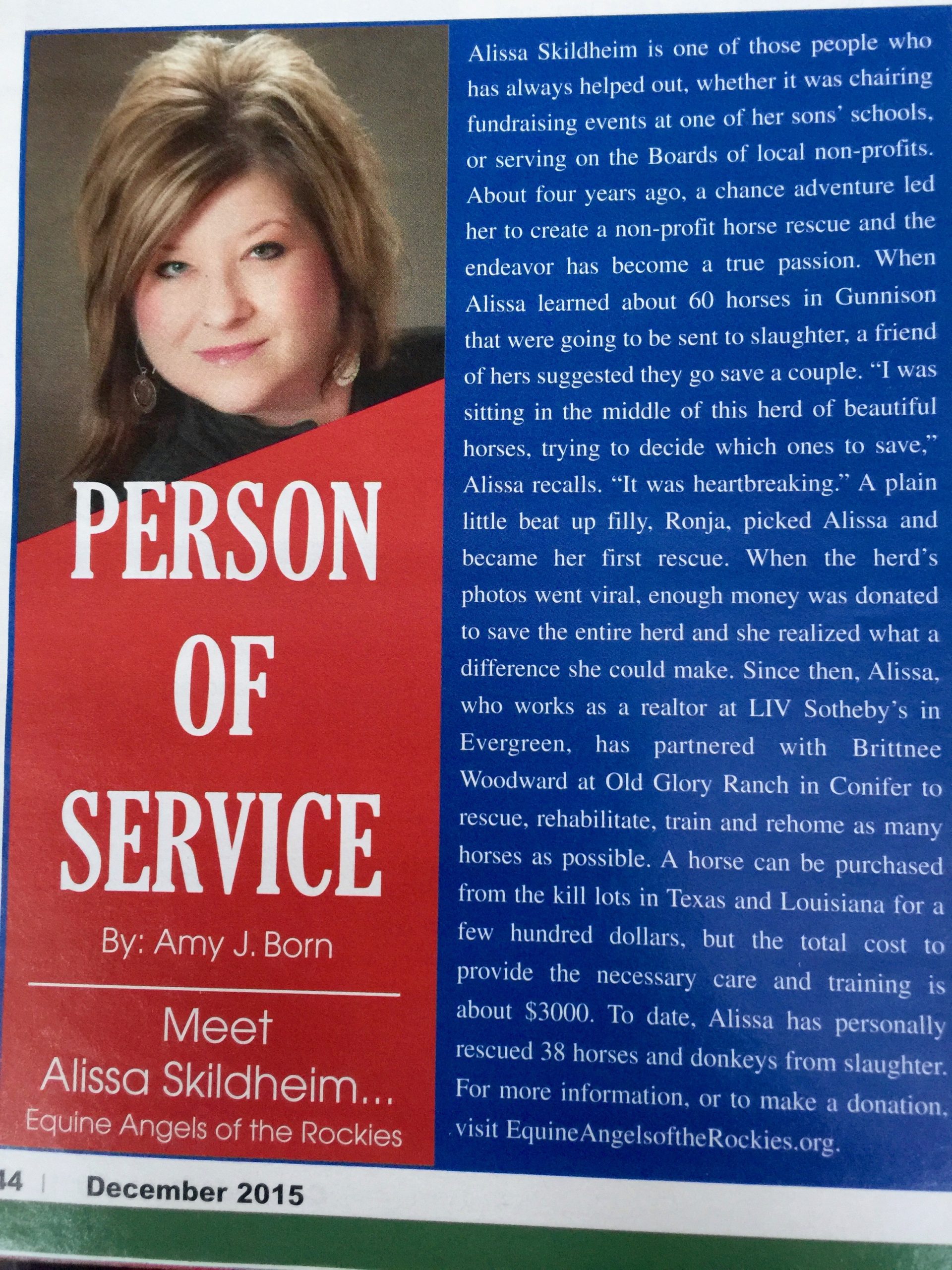 Denver Realtor Alissa Skildheim with Global Luxury real estate Person of Service Award